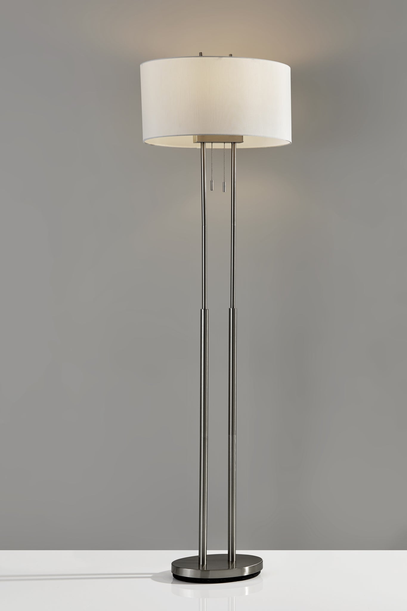 Duet Floor Lamp Dual Shades Brushed Steel-Lighting-DECOROLALA