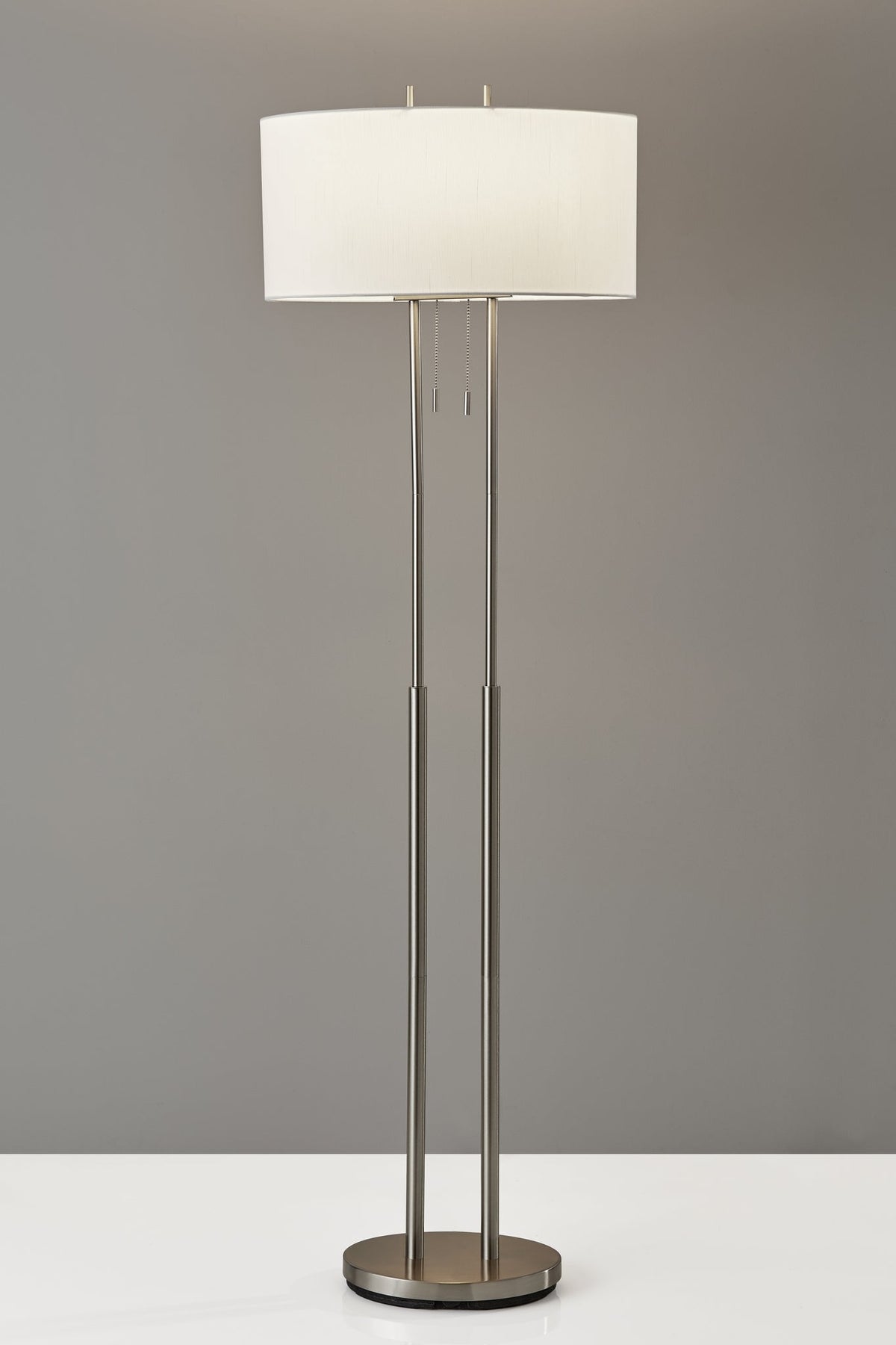 Duet Floor Lamp Dual Shades Brushed Steel-Lighting-DECOROLALA