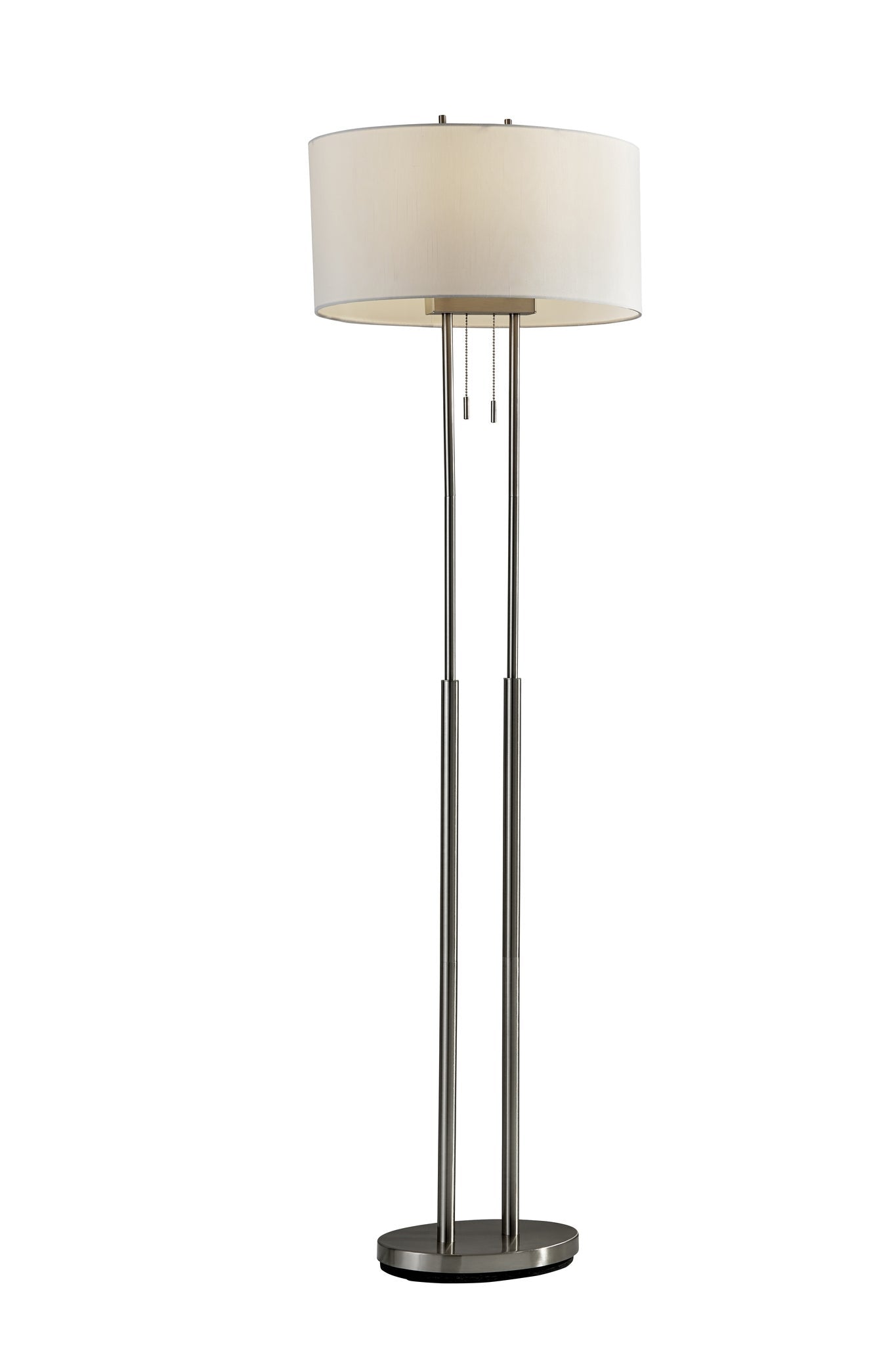 Duet Floor Lamp Dual Shades Brushed Steel-Lighting-DECOROLALA