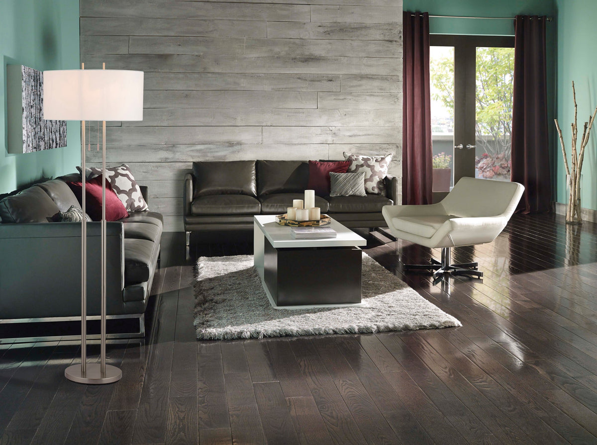 Duet Floor Lamp Dual Shades Brushed Steel-Lighting-DECOROLALA