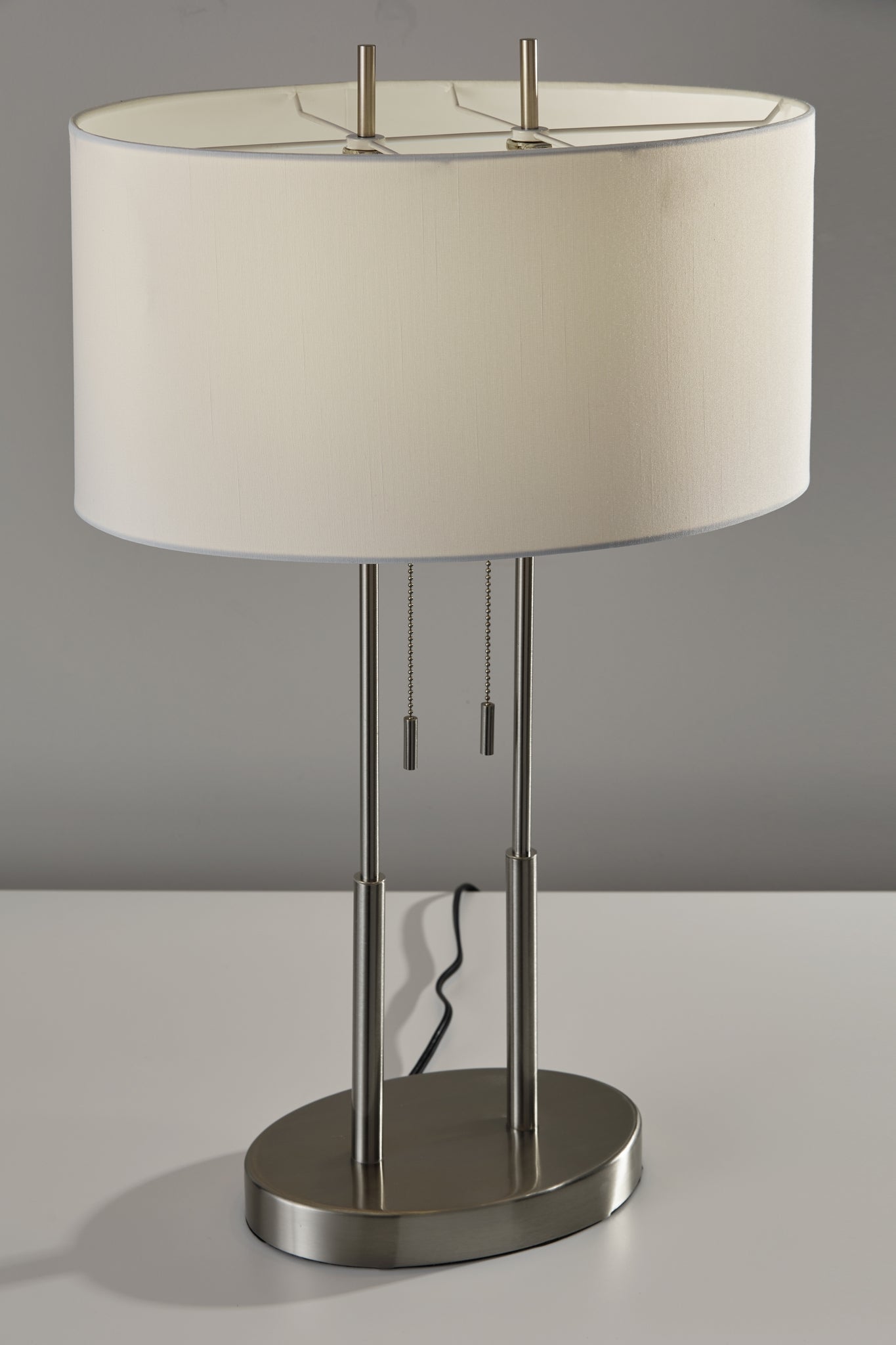 Duet Table Lamp Dual Shades Brushed Steel-Lighting-DECOROLALA
