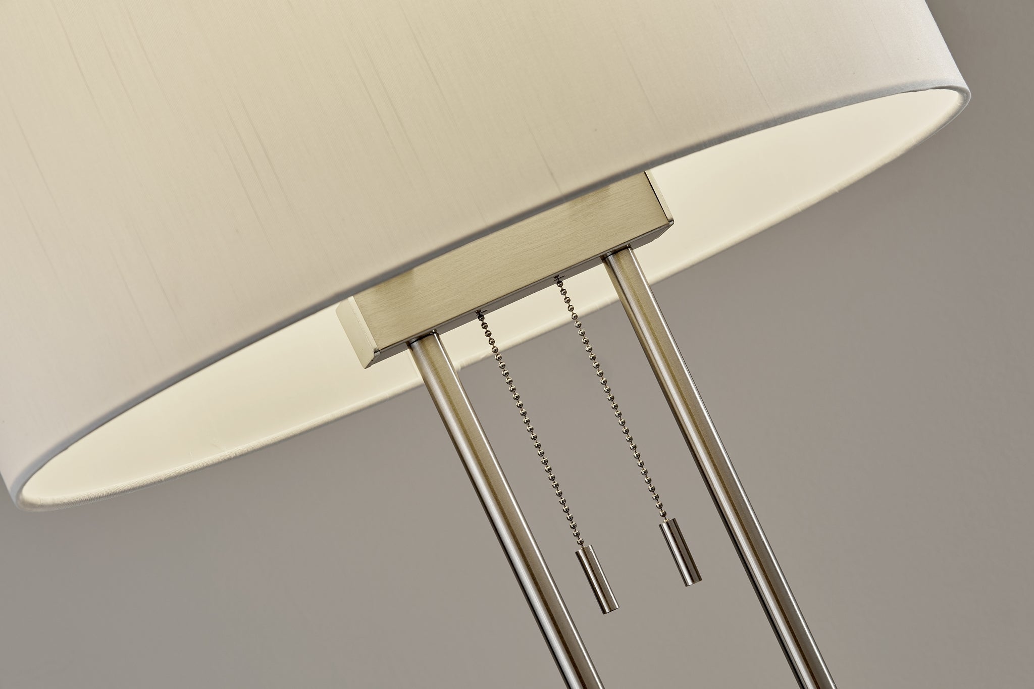 Duet Table Lamp Dual Shades Brushed Steel-Lighting-DECOROLALA
