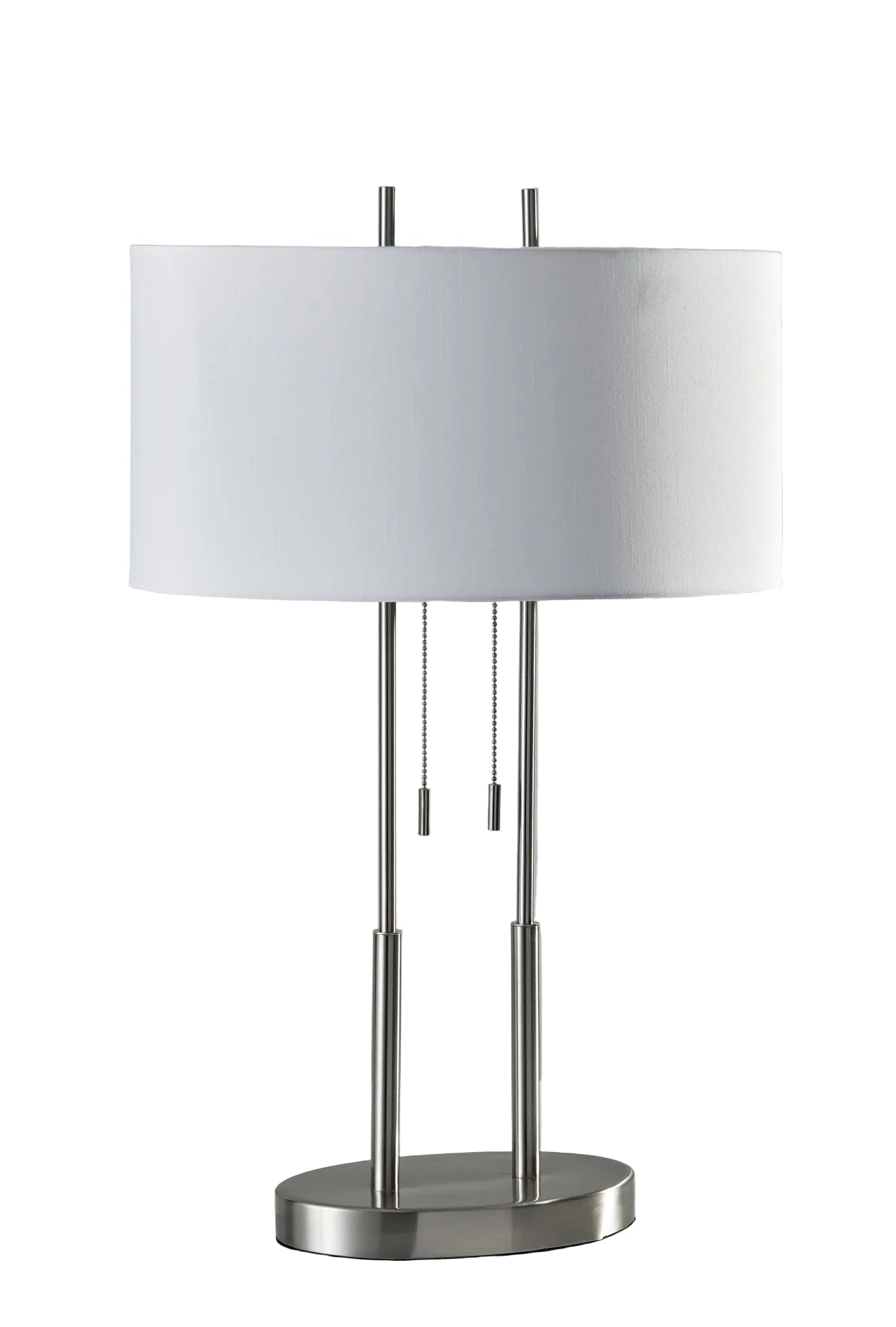 Duet Table Lamp Dual Shades Brushed Steel-Lighting-DECOROLALA