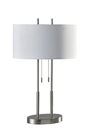 Duet Table Lamp Dual Shades Brushed Steel-Lighting-DECOROLALA