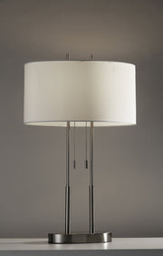 Duet Table Lamp Dual Shades Brushed Steel-Lighting-DECOROLALA