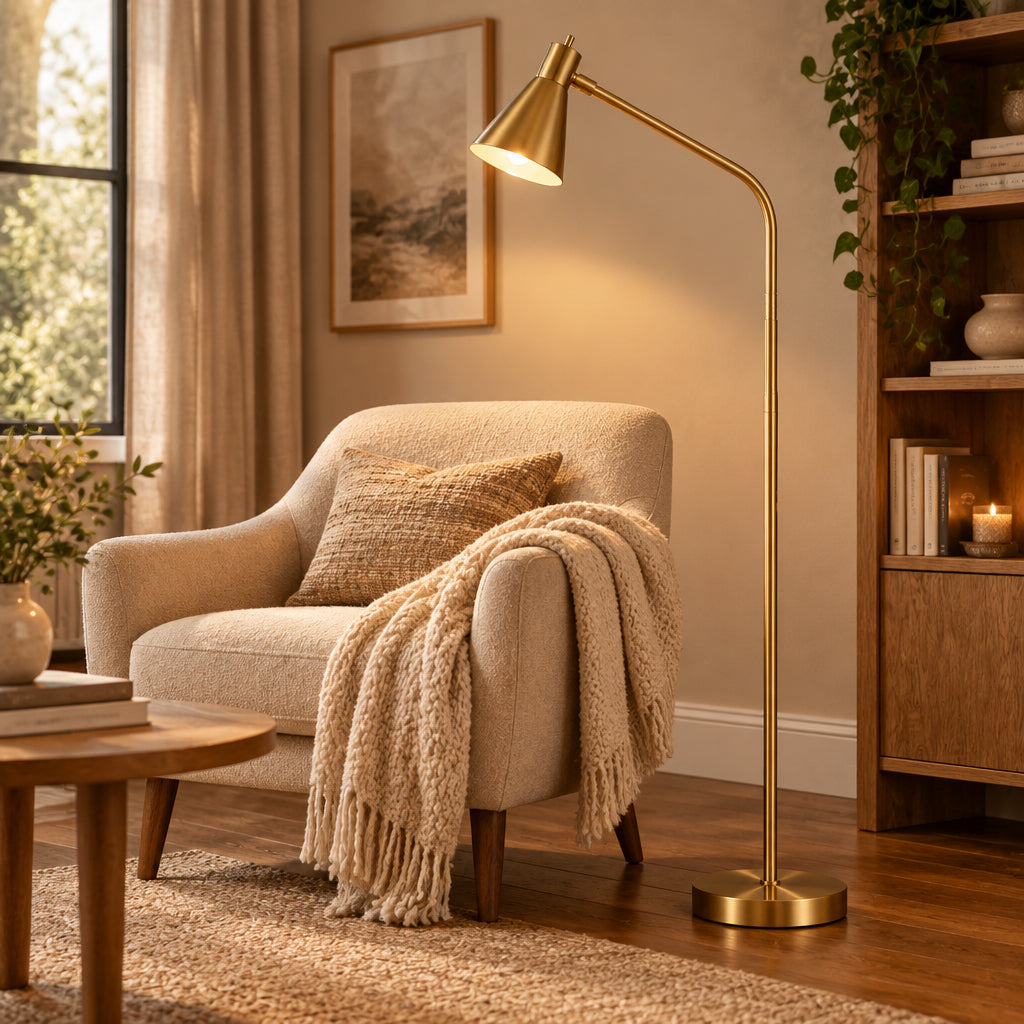Duke Floor Lamp - Brass Arched 67.5" Task-Lighting-DECOROLALA