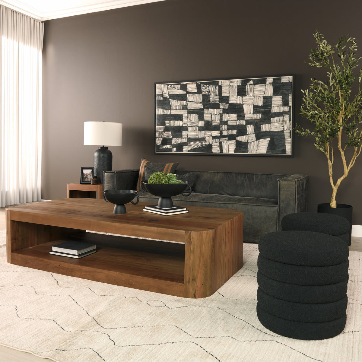 Dunmore Solid Wood Rectangular Open Shelf Coffee Table-Coffee Tables-DECOROLALA