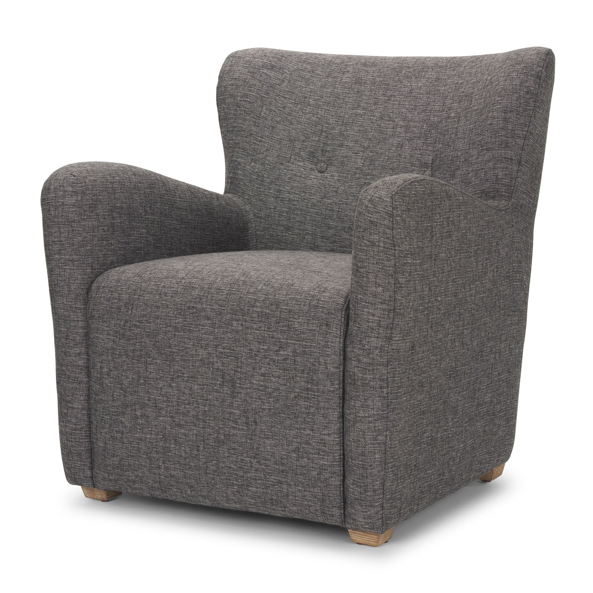 Dunstan Accent Chair Upholstered Gray Twill Fabric and Medium Brown Wood Feet-Accent Chairs-DECOROLALA