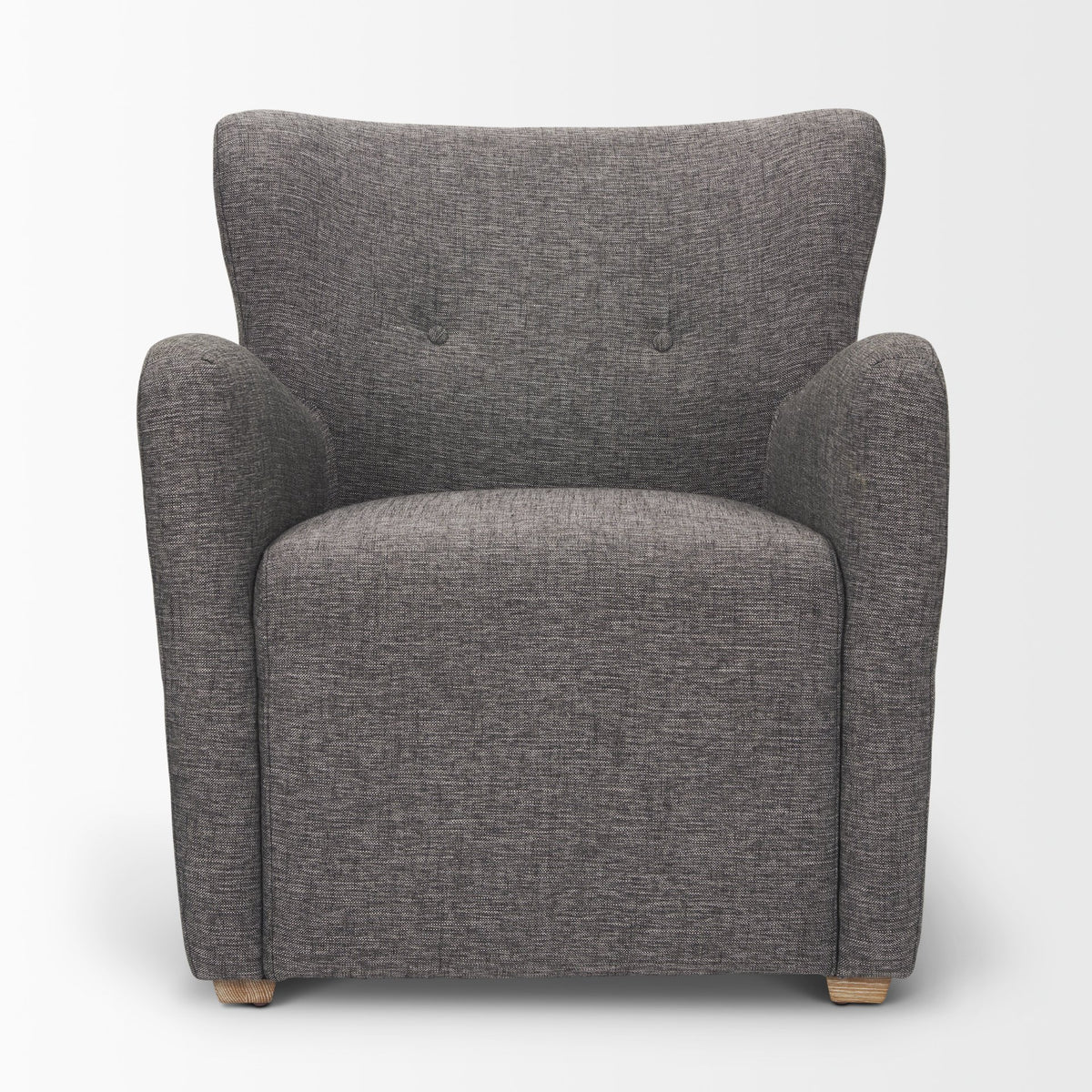 Dunstan Accent Chair Upholstered Gray Twill Fabric and Medium Brown Wood Feet-Accent Chairs-DECOROLALA