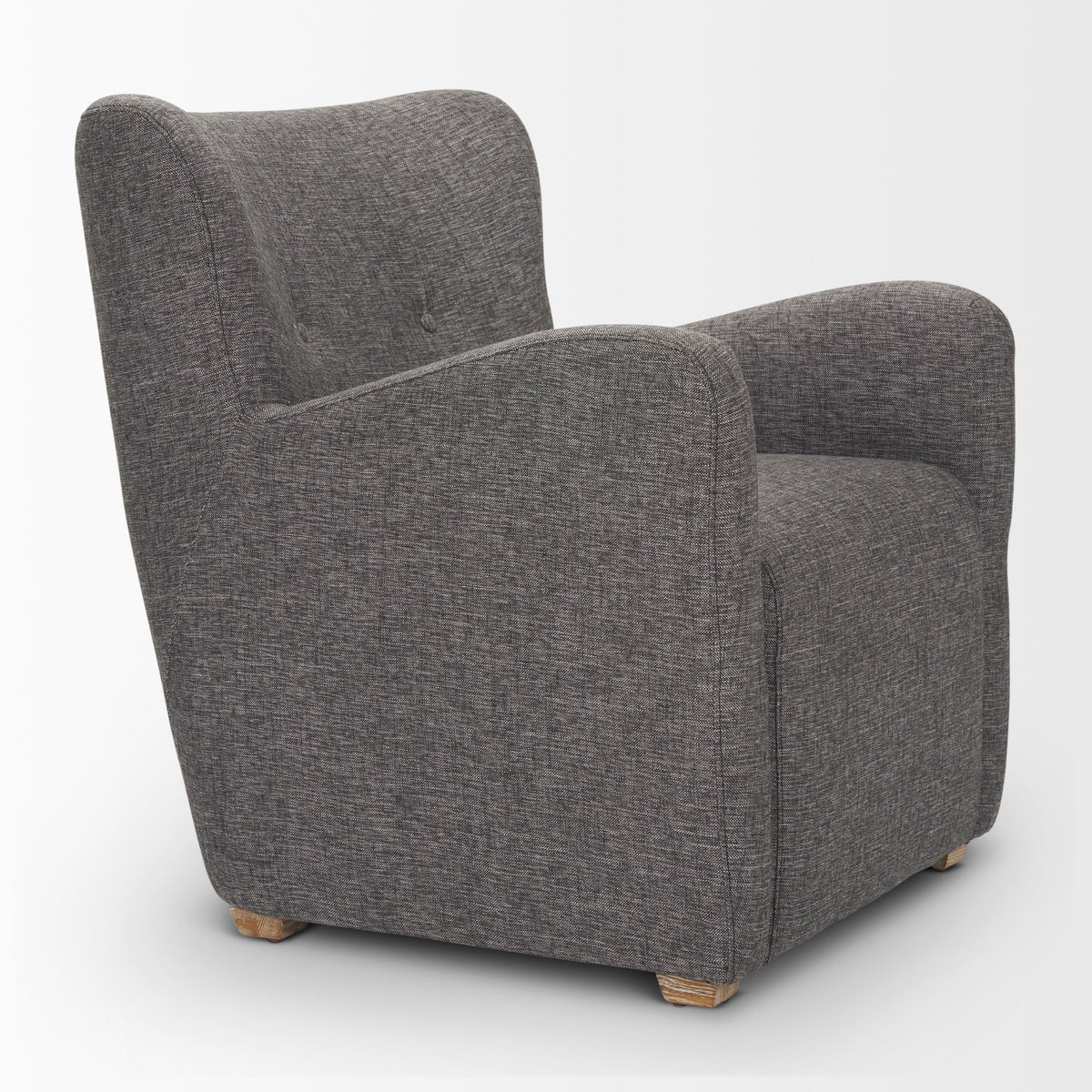 Dunstan Accent Chair Upholstered Gray Twill Fabric and Medium Brown Wood Feet-Accent Chairs-DECOROLALA