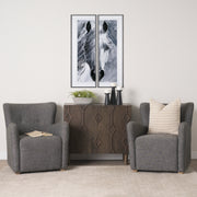 Dunstan Accent Chair Upholstered Gray Twill Fabric and Medium Brown Wood Feet-Accent Chairs-DECOROLALA