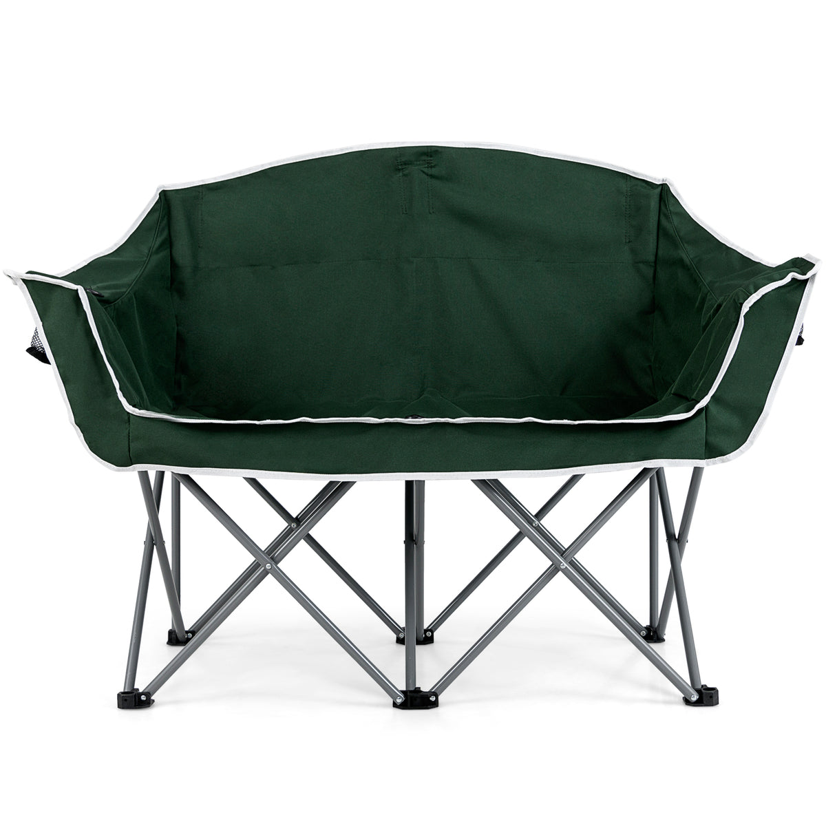 Duo Camping Chair Portable Oversized Loveseat with Armrests and Cup Holders-Green-Camping Furniture-DECOROLALA