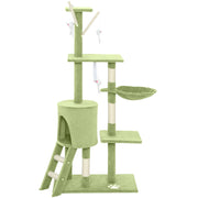 53" Cat Tree Tower, Kitten Activity Centre with Scratching Posts, Condo, Perches, Ladder, Hammock, Dangling Toys, Green