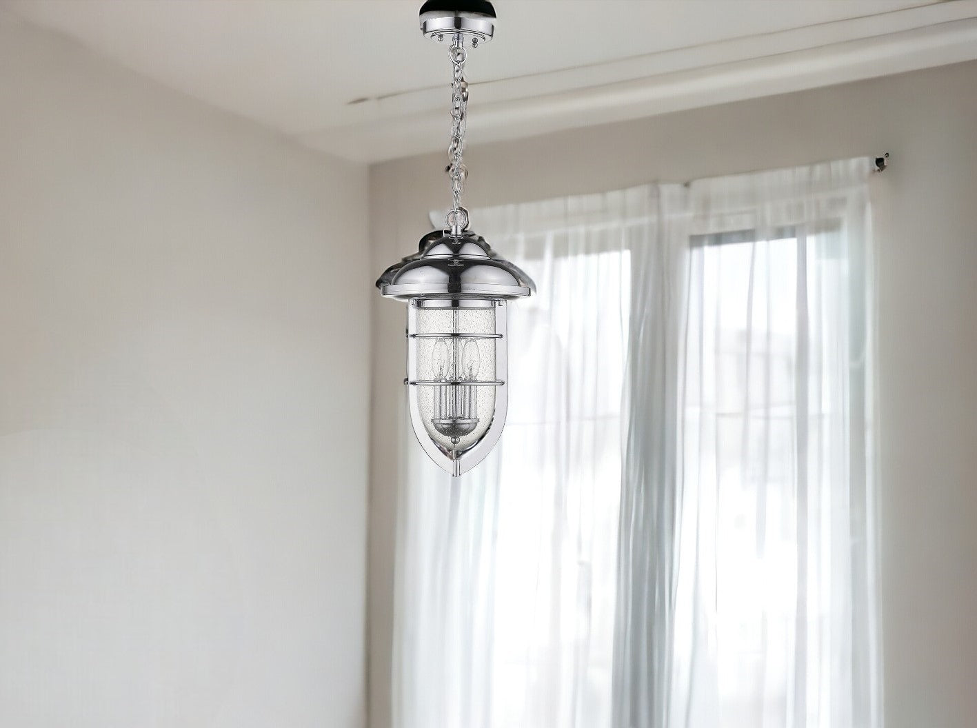 Dylan 3-Light Chrome Hanging Lantern-Chandeliers-DECOROLALA
