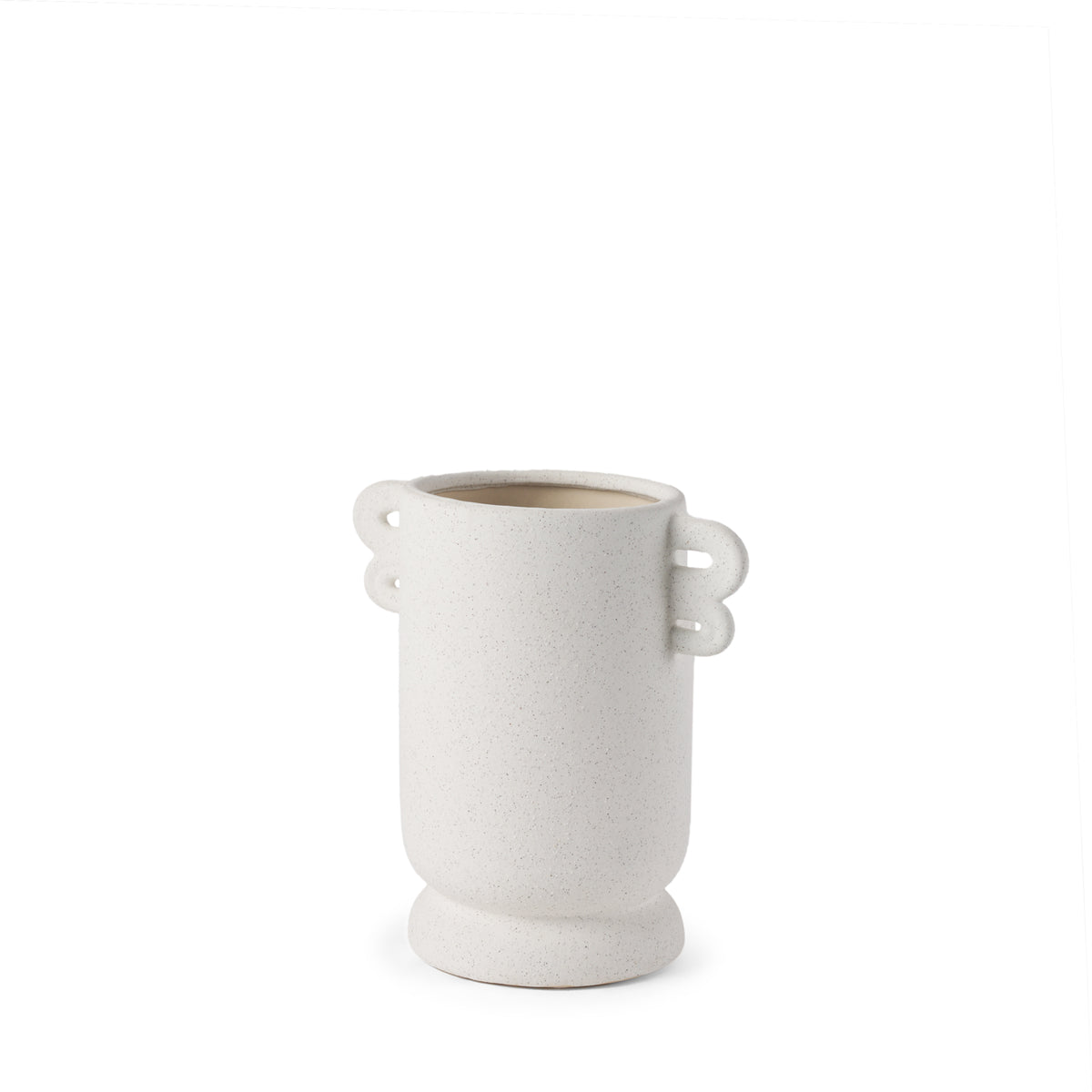 Dylan Small Textured Off White w/ Handles Ceramic Vase-Vase-DECOROLALA