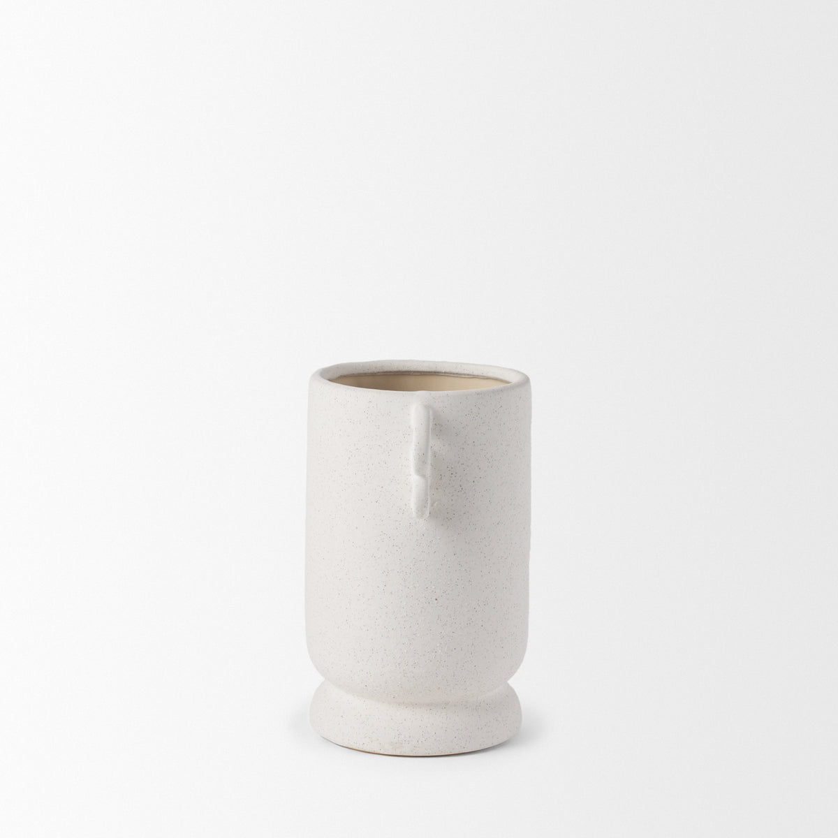 Dylan Small Textured Off White w/ Handles Ceramic Vase-Vase-DECOROLALA