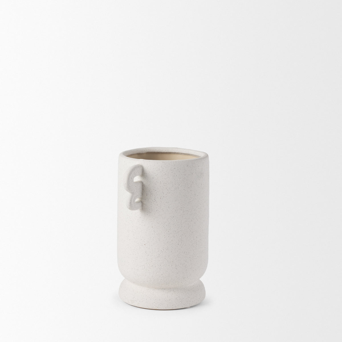 Dylan Small Textured Off White w/ Handles Ceramic Vase-Vase-DECOROLALA