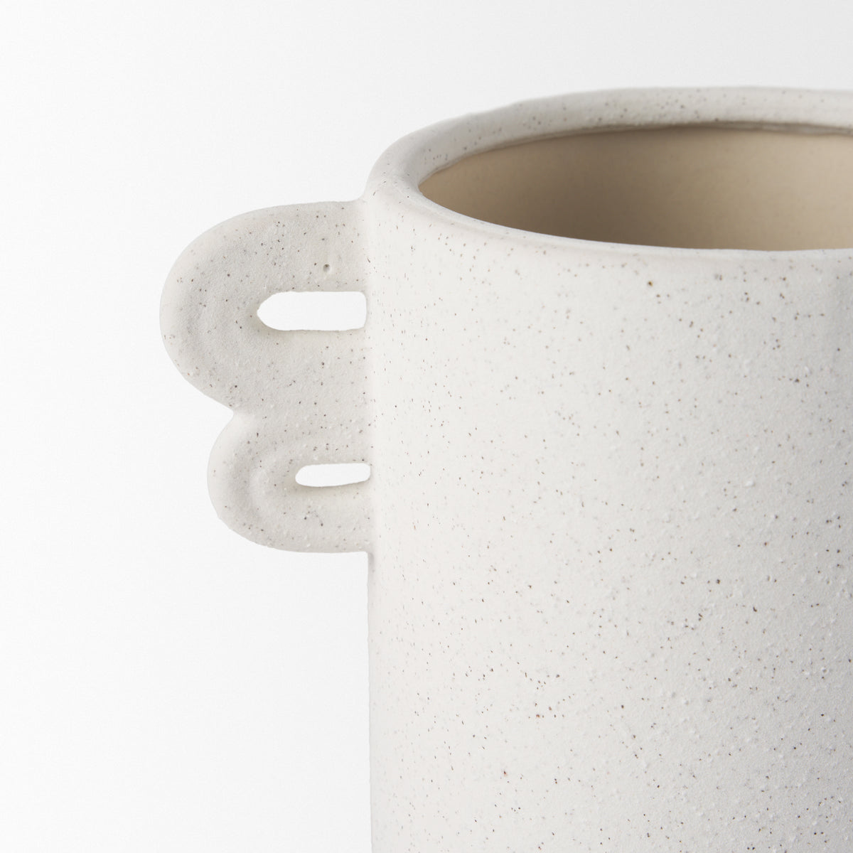 Dylan Small Textured Off White w/ Handles Ceramic Vase-Vase-DECOROLALA