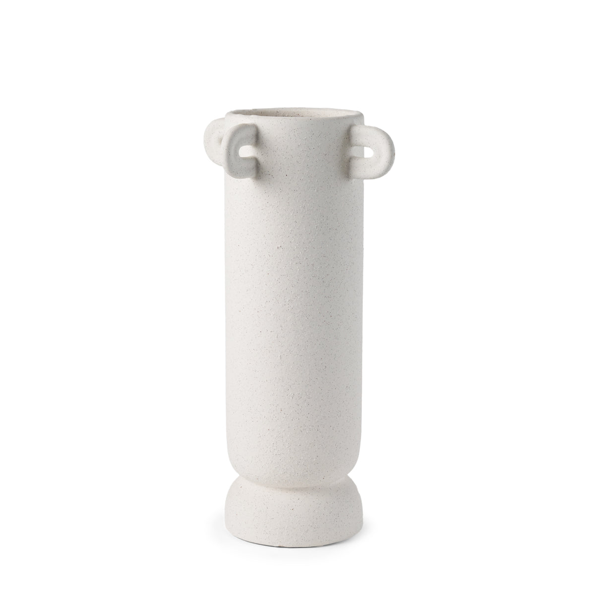 Dylan Tall Textured Off White w/ Handles Ceramic Vase-Vase-DECOROLALA