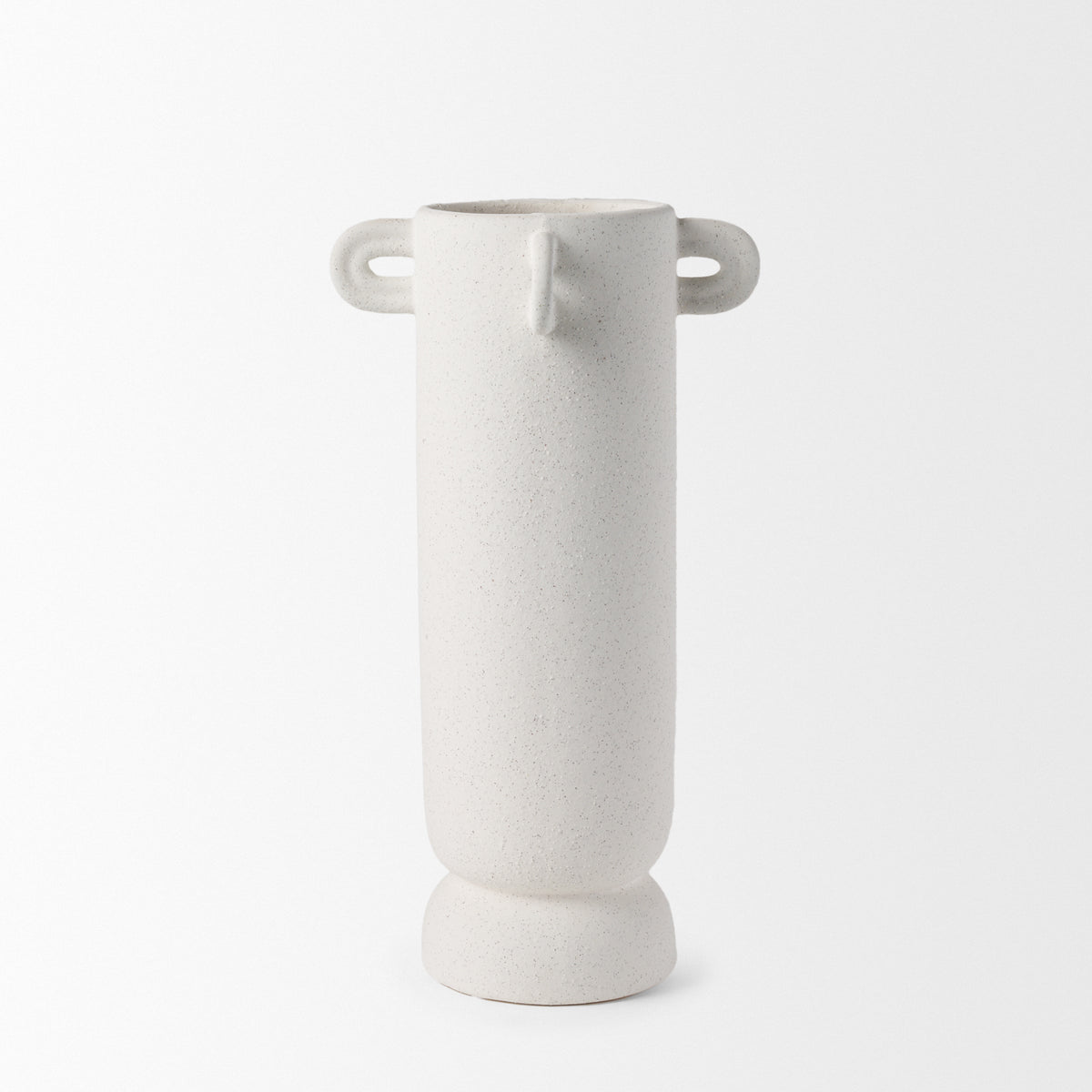 Dylan Tall Textured Off White w/ Handles Ceramic Vase-Vase-DECOROLALA