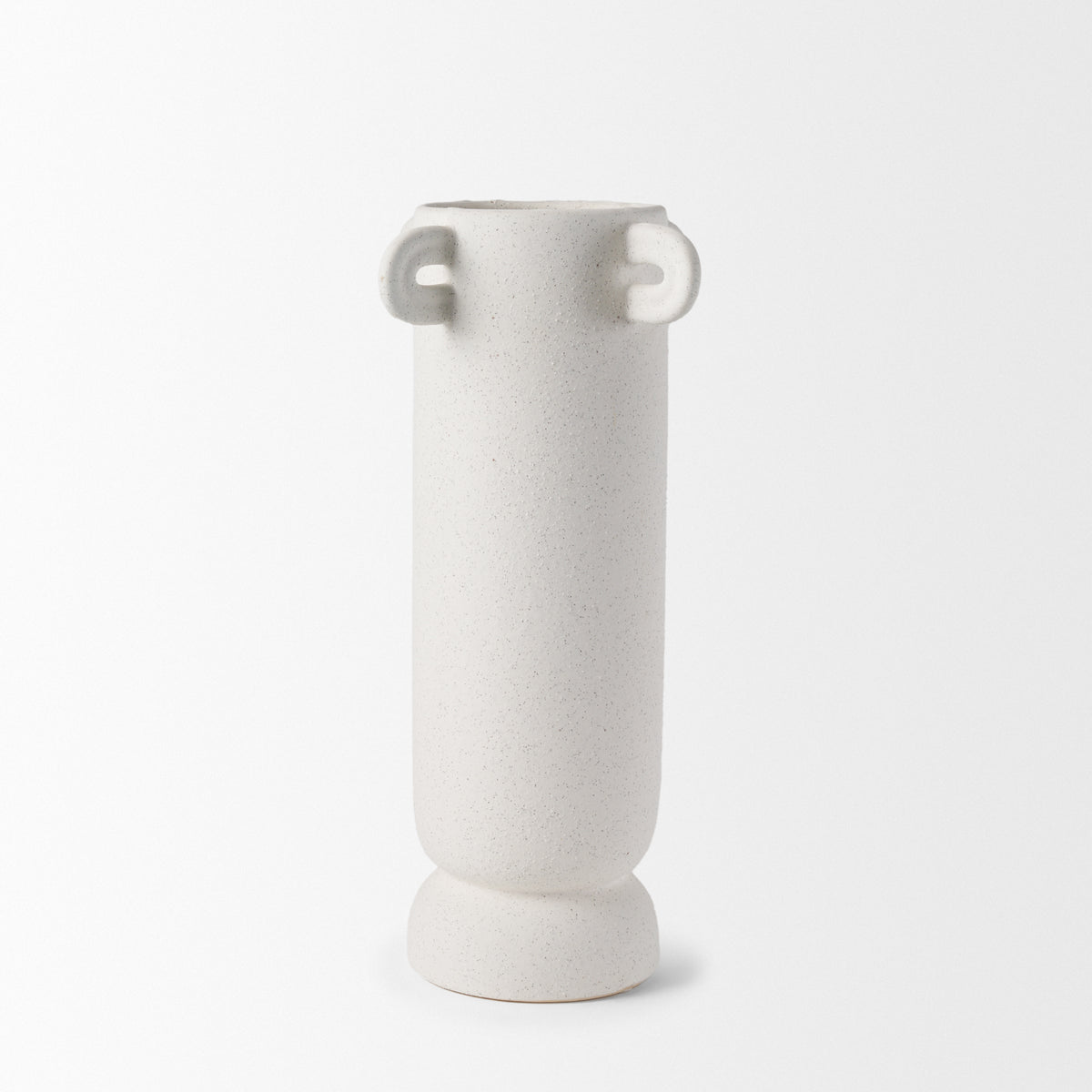 Dylan Tall Textured Off White w/ Handles Ceramic Vase-Vase-DECOROLALA