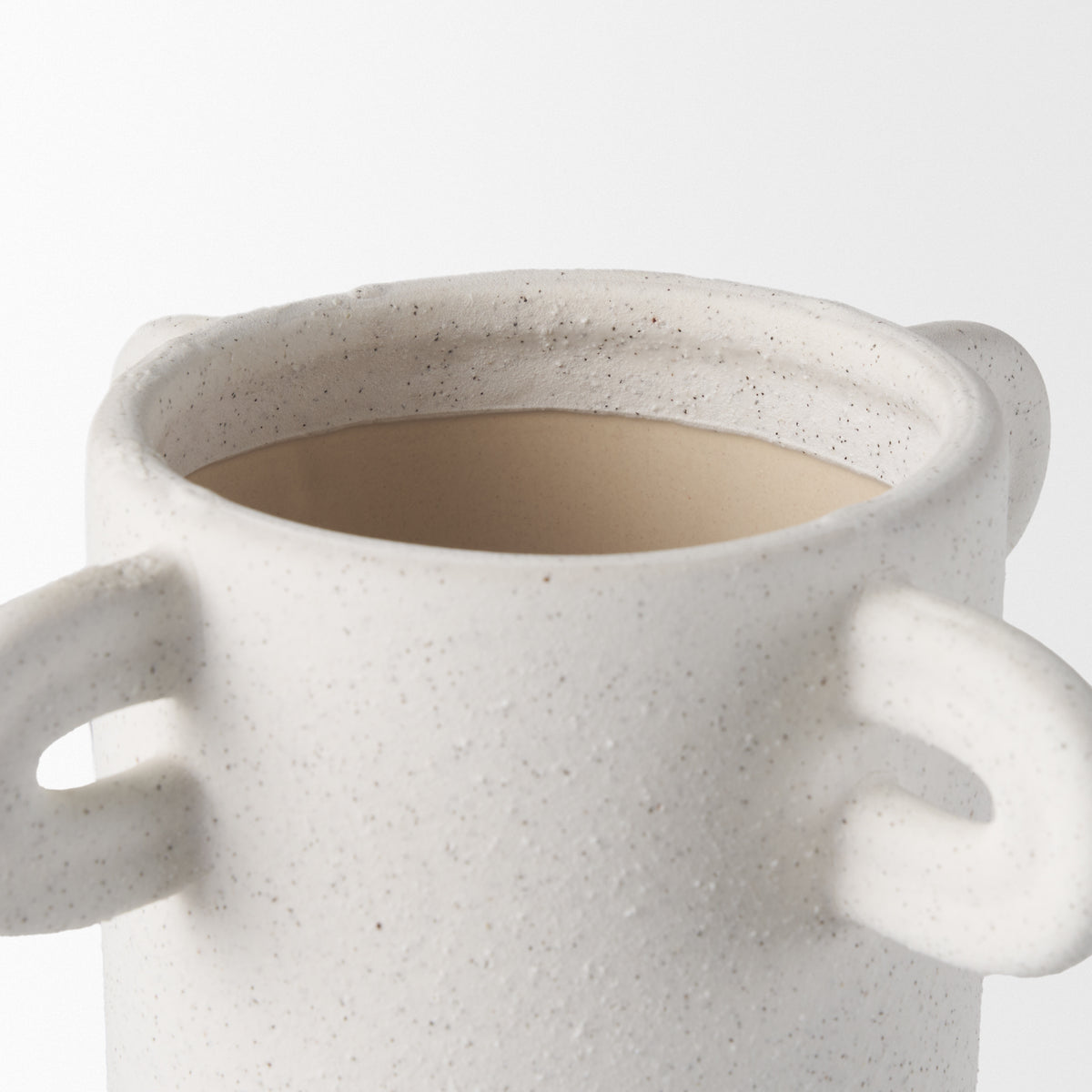 Dylan Tall Textured Off White w/ Handles Ceramic Vase-Vase-DECOROLALA