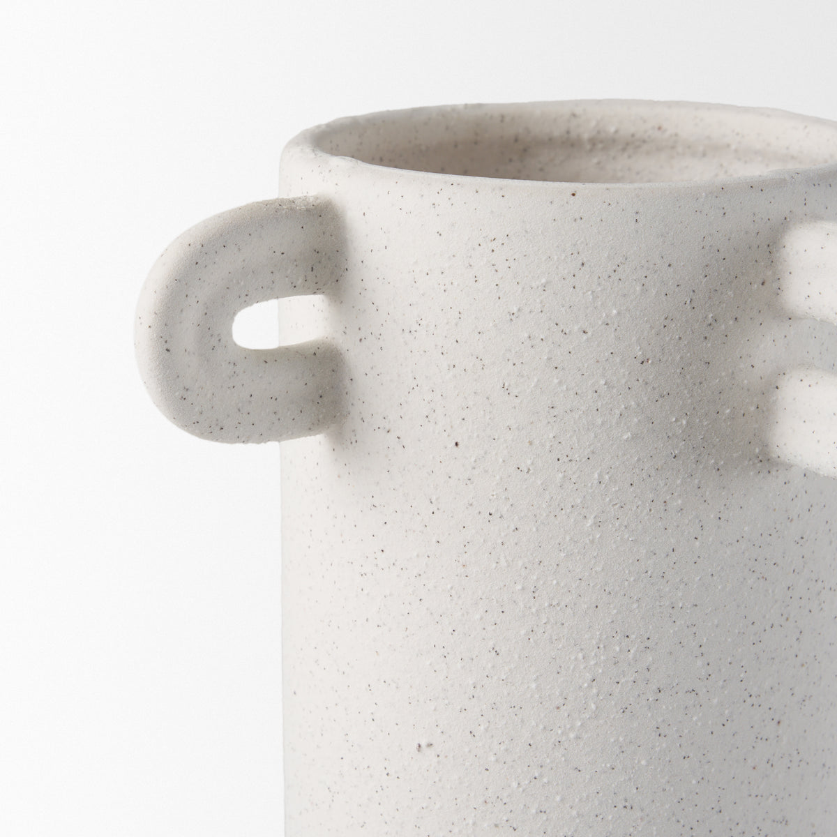 Dylan Tall Textured Off White w/ Handles Ceramic Vase-Vase-DECOROLALA