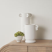 Dylan Tall Textured Off White w/ Handles Ceramic Vase-Vase-DECOROLALA
