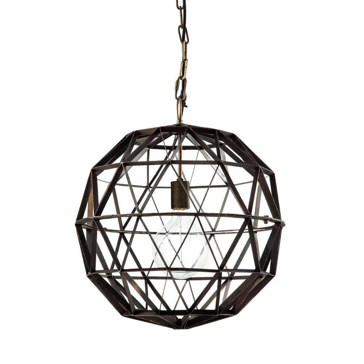 Dyson I 18x18 Black Metal Triangular Orb Pendant Light-Pendant Lighting-DECOROLALA