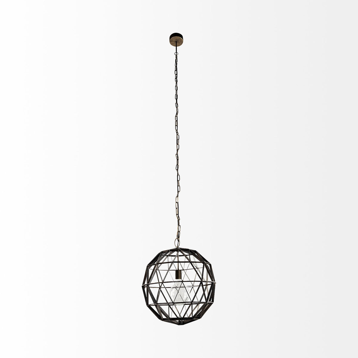 Dyson I 18x18 Black Metal Triangular Orb Pendant Light-Pendant Lighting-DECOROLALA
