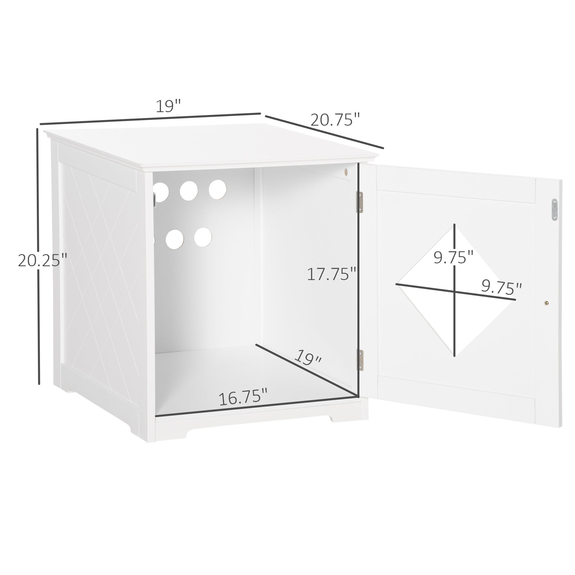 Meuble d’appoint avec bac à litière pour chat, toilettes intérieures pour chat avec porte magnétique, table de chevet dissimulant le bac à litière avec grand plateau, montage facile, blanc