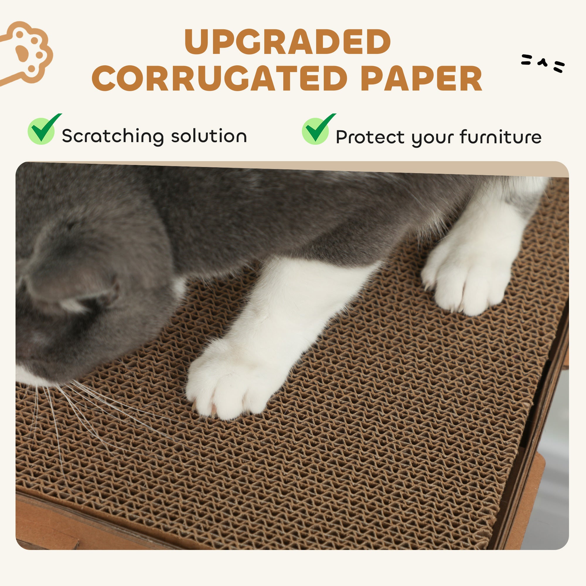 Multi-Level Cardboard Cat House, Corrugated Cardboard Play Condo with Scratching Pads for Indoor Kittens