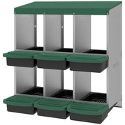 Chicken Nesting Boxes, 6 Compartment Metal Nesting Boxes for Chicken Coop, Egg Laying Boxes with Lid Cover