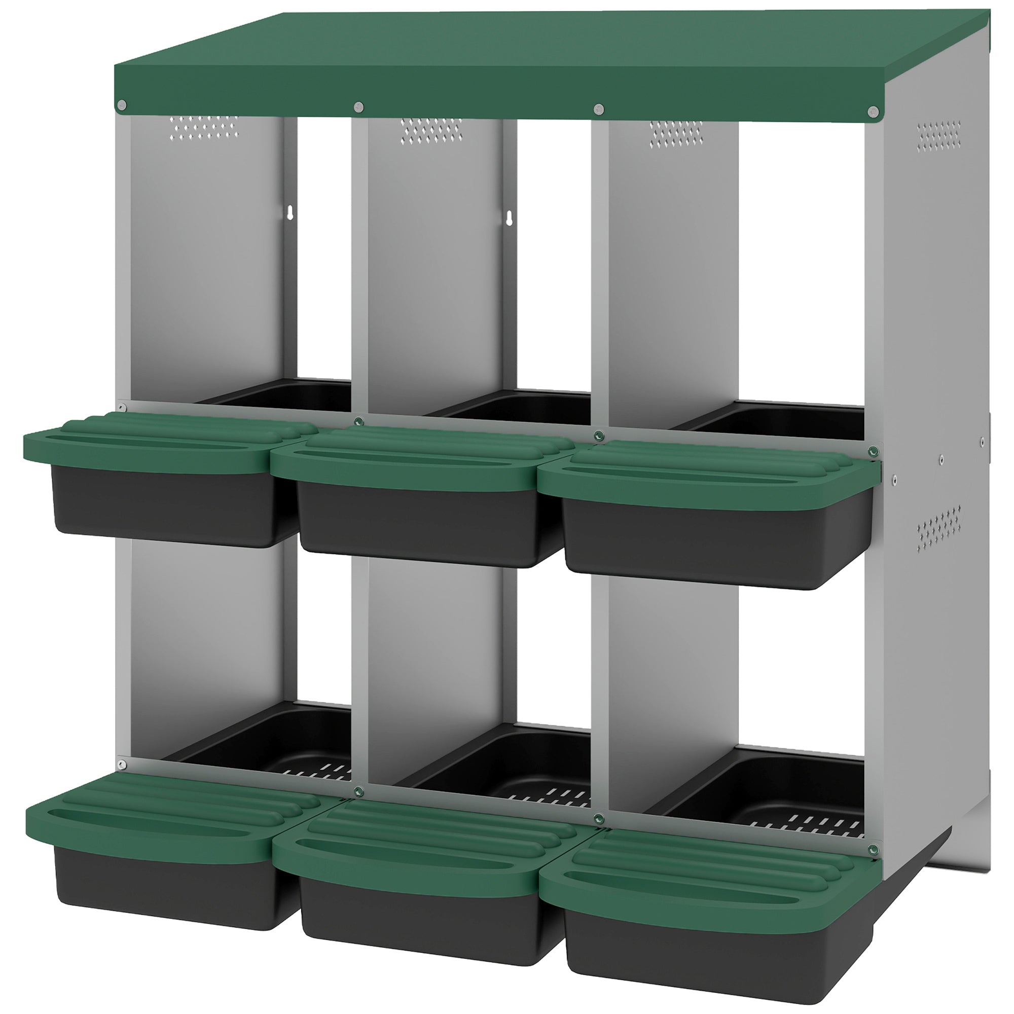 Pondoirs pour poules, pondoirs métalliques à 6 compartiments pour poulailler, pondoirs avec couvercle