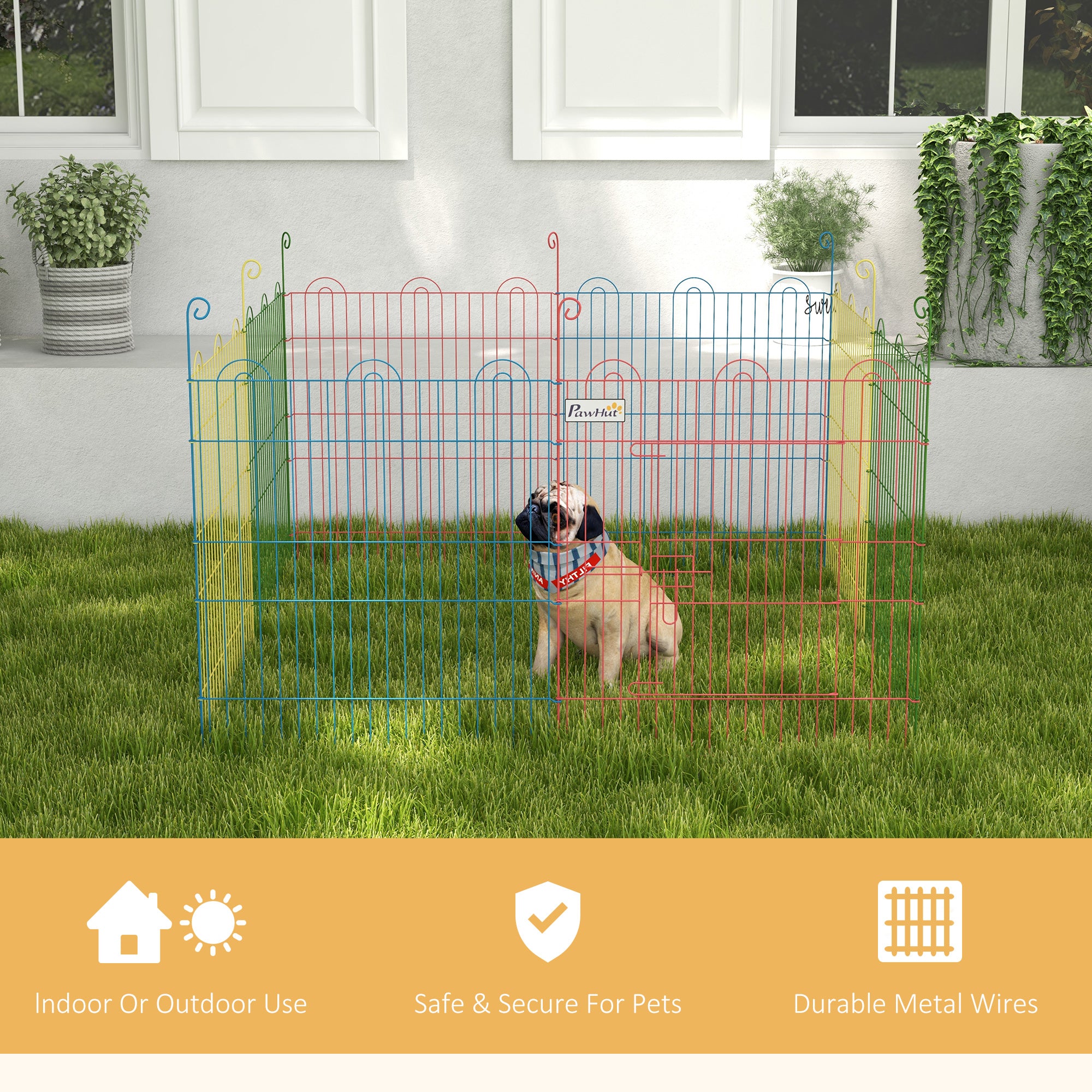 Metal Pet Playpen Portable Octagon Dog Exercise Fence Multi-colored