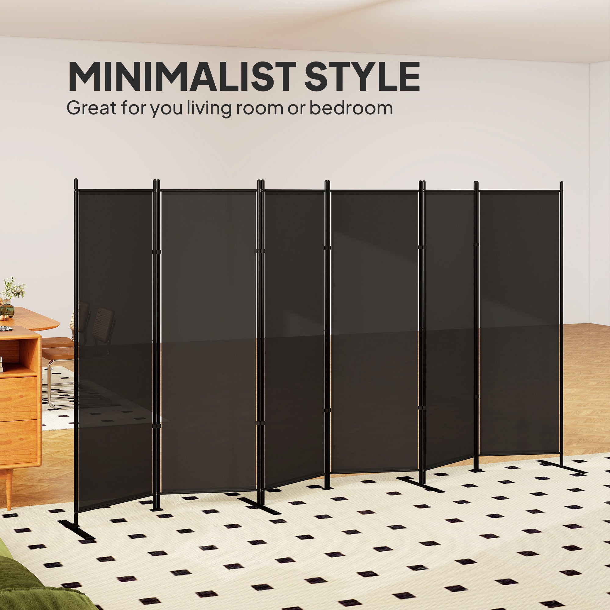 6 Panel Room Divider, 6 Ft Folding Privacy Screen, Portable Freestanding Partition Wall Divider, Charcoal Grey