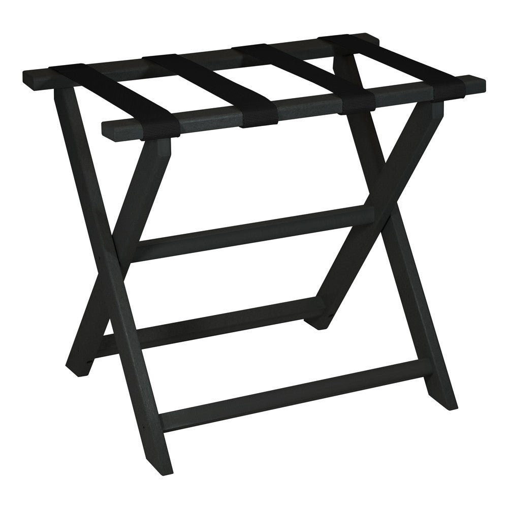 Earth Friendly Black Folding Luggage Rack With Black Straps-Luggage Racks-DECOROLALA