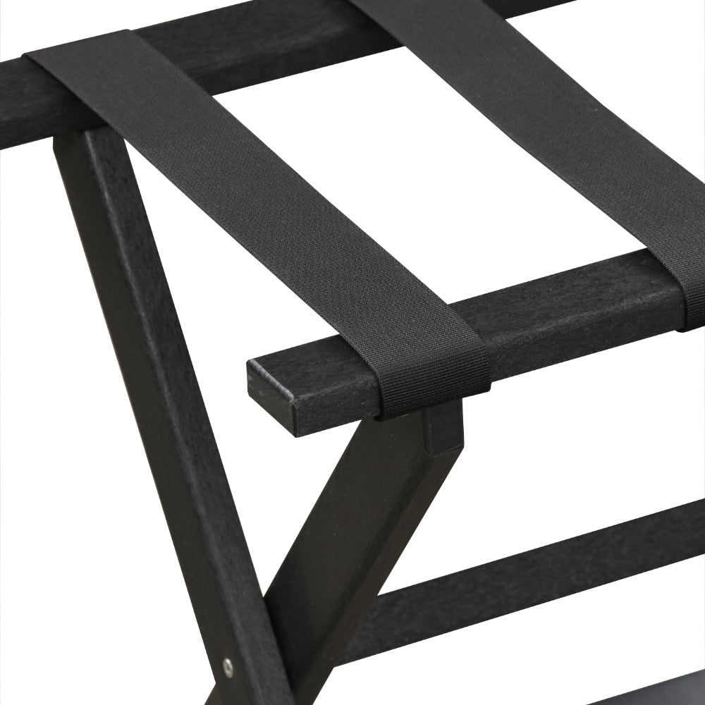 Earth Friendly Black Folding Luggage Rack With Black Straps-Luggage Racks-DECOROLALA