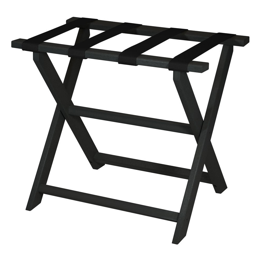 Earth Friendly Black Folding Luggage Rack With Black Straps-Luggage Racks-DECOROLALA