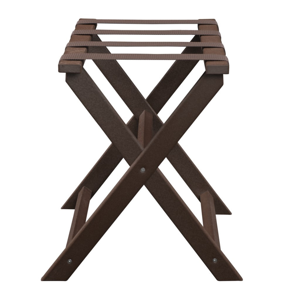 Earth Friendly Brown Folding Luggage Rack With Brown Straps-Luggage Racks-DECOROLALA