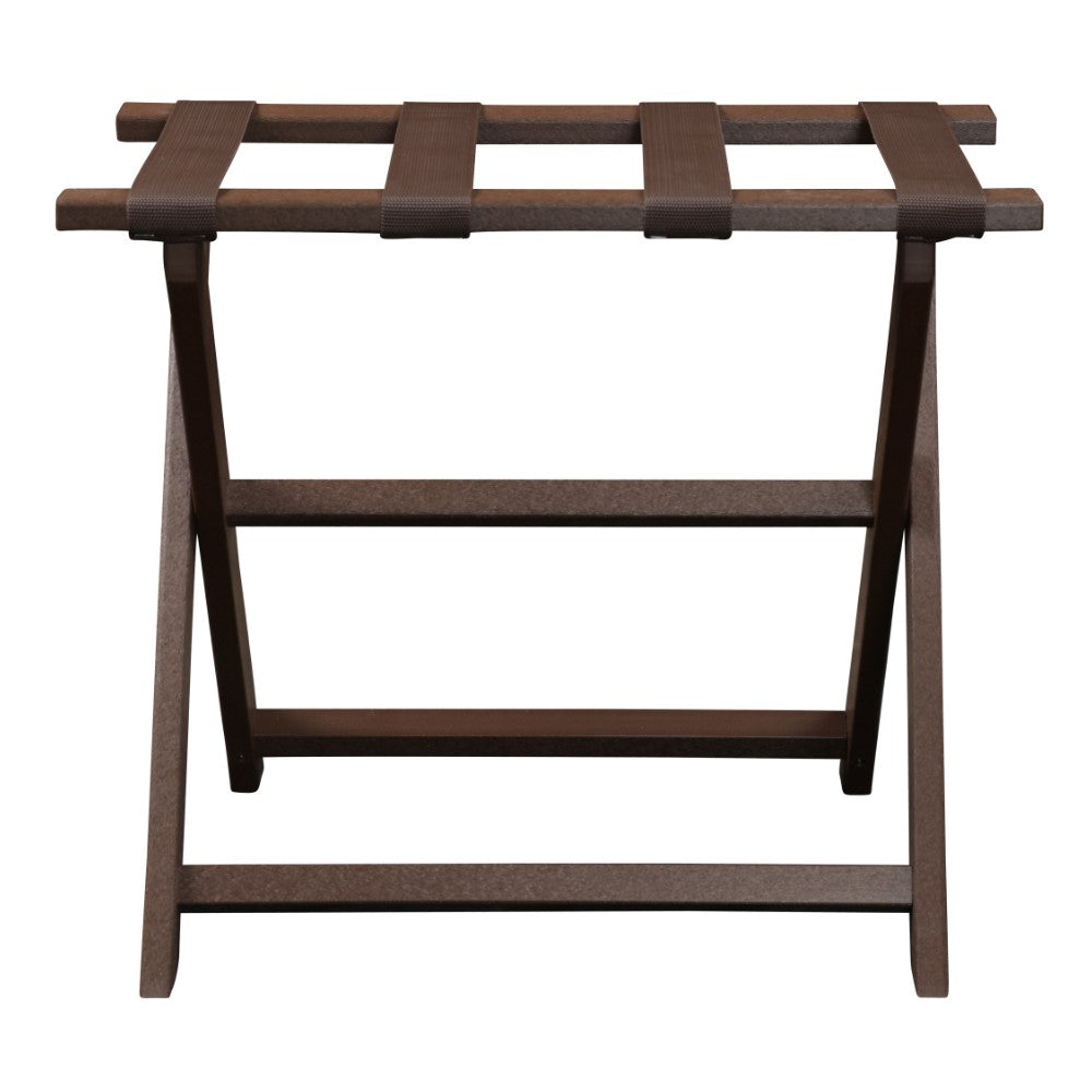 Earth Friendly Brown Folding Luggage Rack With Brown Straps-Luggage Racks-DECOROLALA