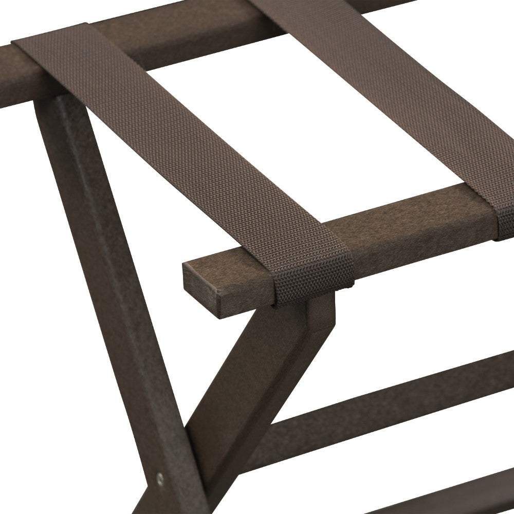 Earth Friendly Brown Folding Luggage Rack With Brown Straps-Luggage Racks-DECOROLALA