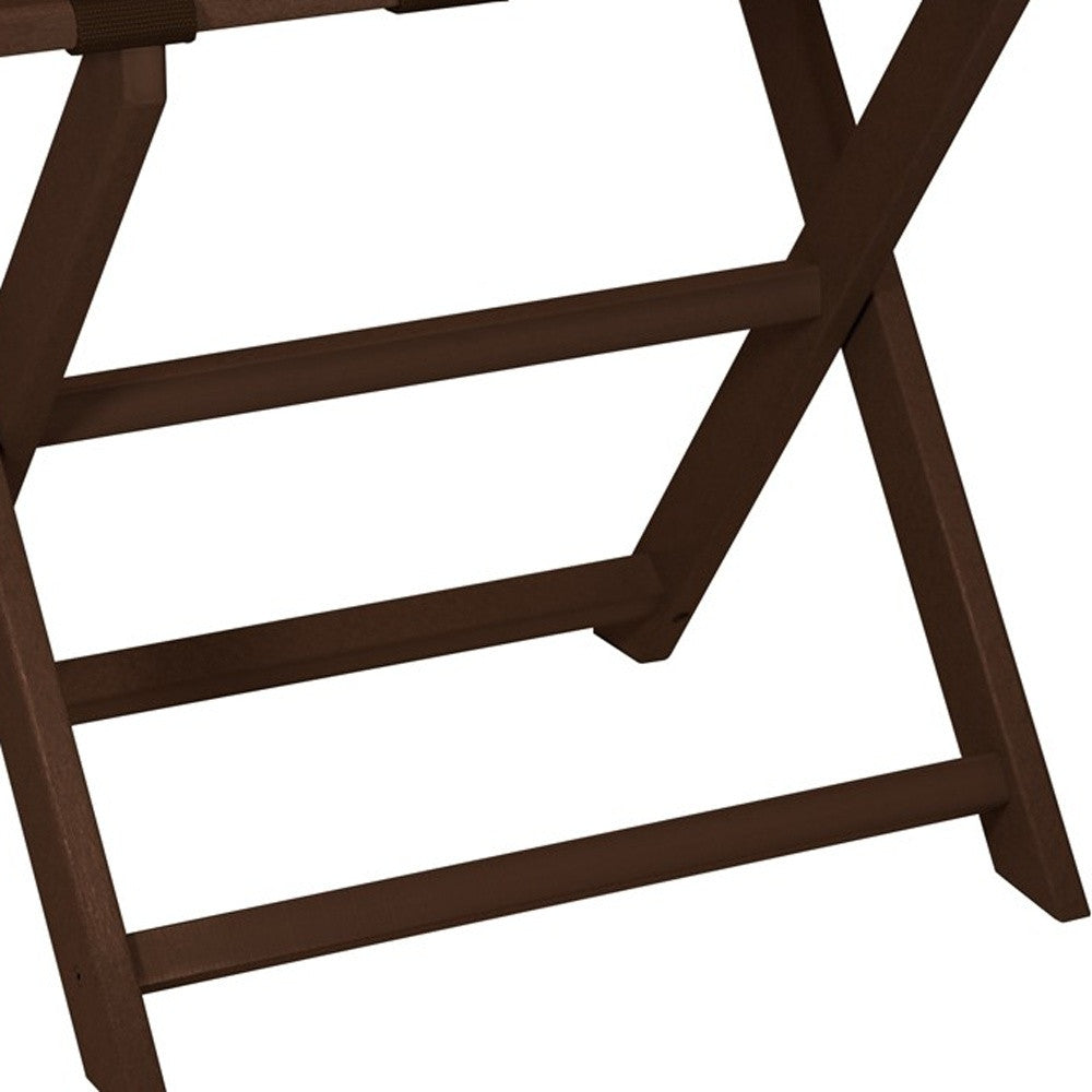 Earth Friendly Brown Folding Luggage Rack With Brown Straps-Luggage Racks-DECOROLALA
