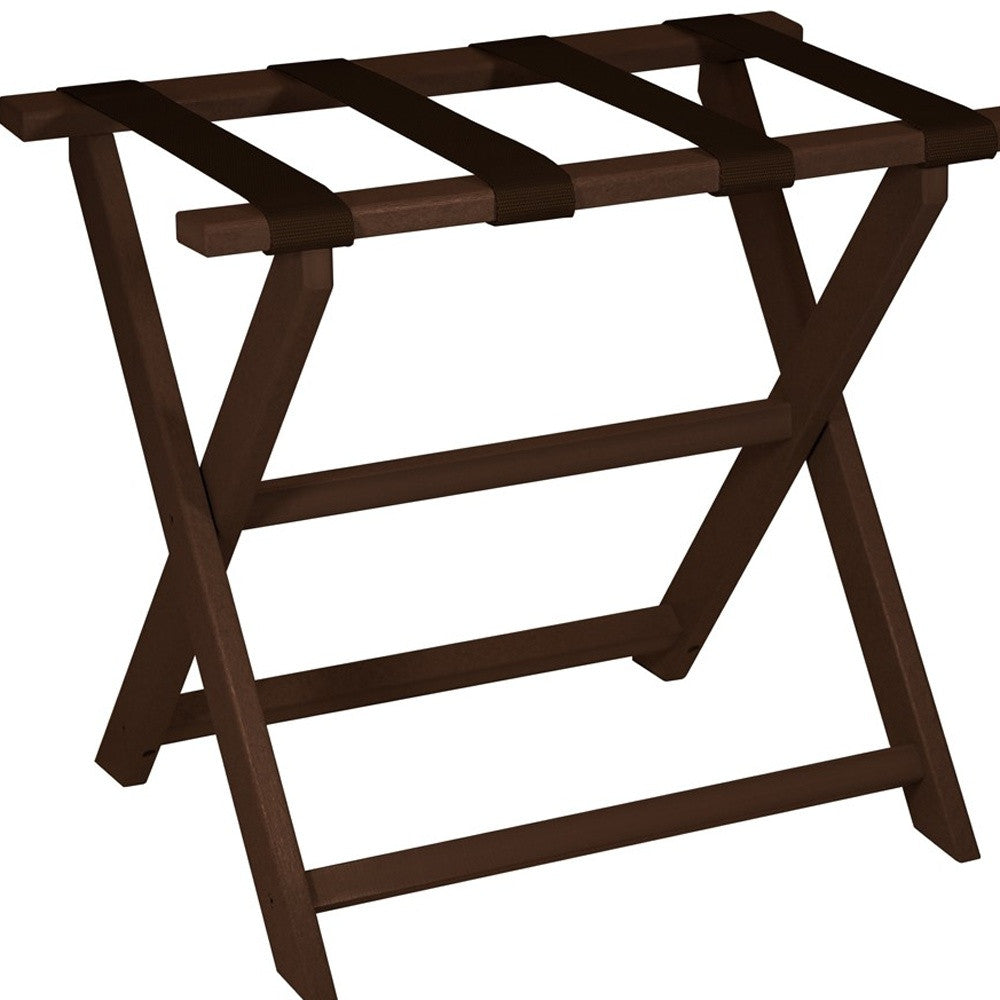 Earth Friendly Brown Folding Luggage Rack With Brown Straps-Luggage Racks-DECOROLALA