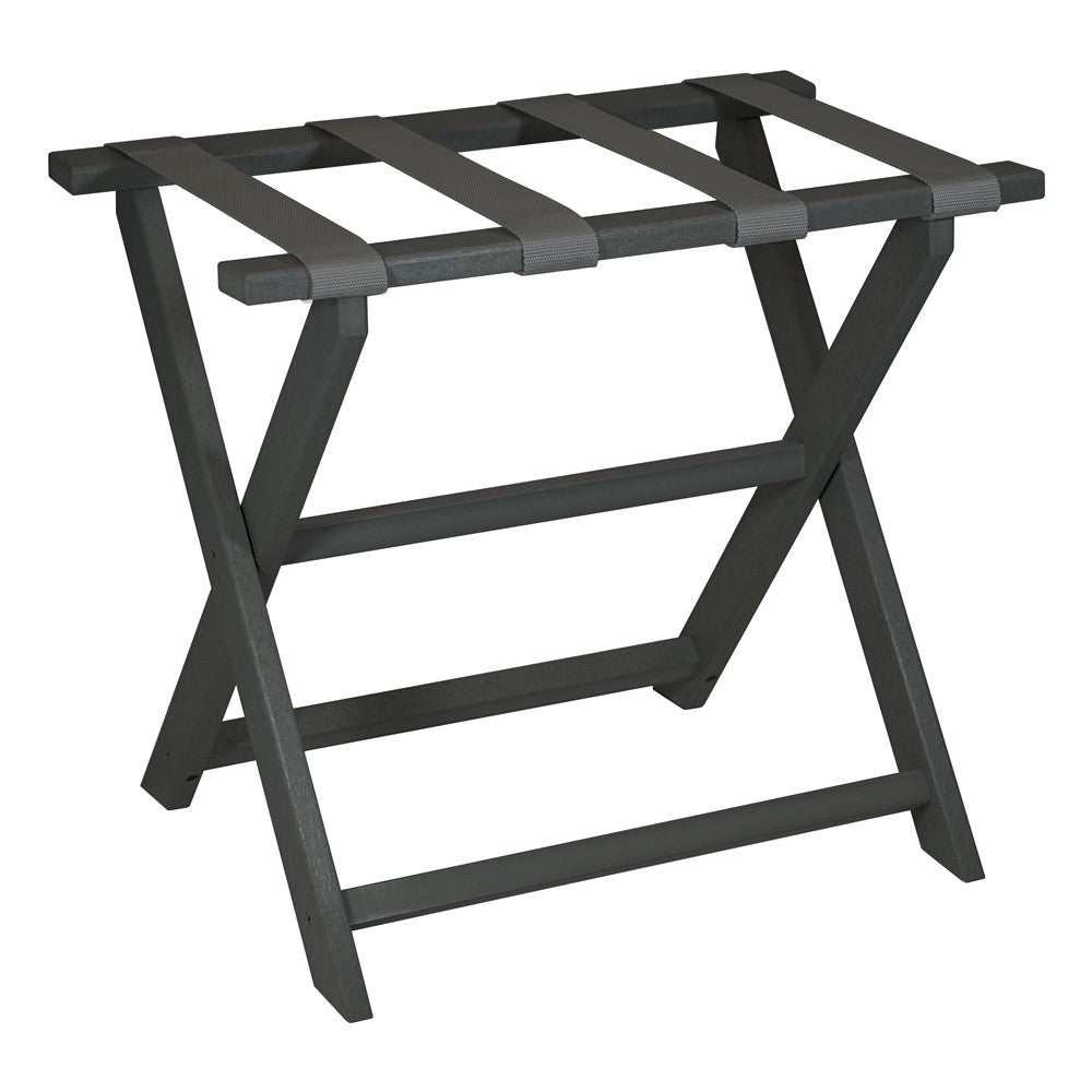 Earth Friendly Dark Gray Folding Luggage Rack With Gray Straps-Luggage Racks-DECOROLALA