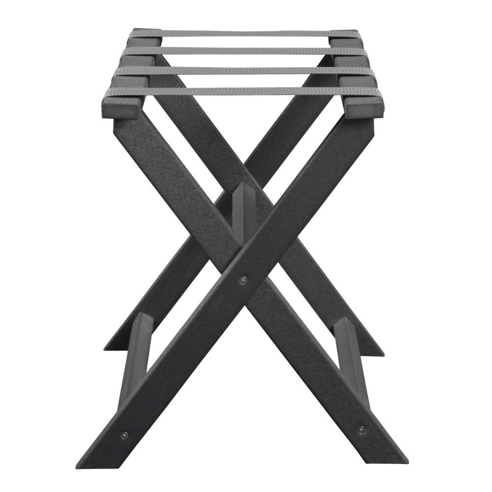 Earth Friendly Dark Gray Folding Luggage Rack With Gray Straps-Luggage Racks-DECOROLALA