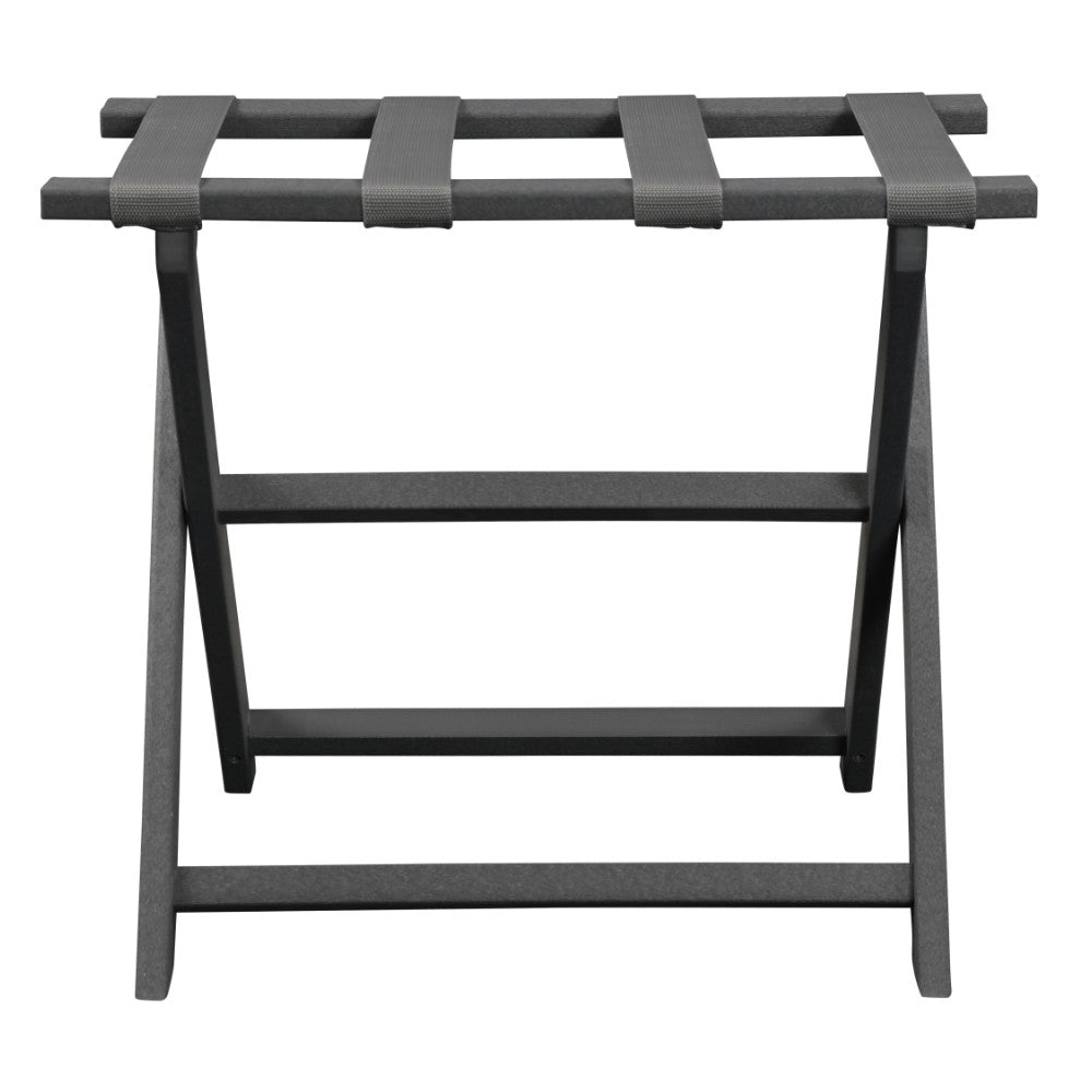 Earth Friendly Dark Gray Folding Luggage Rack With Gray Straps-Luggage Racks-DECOROLALA