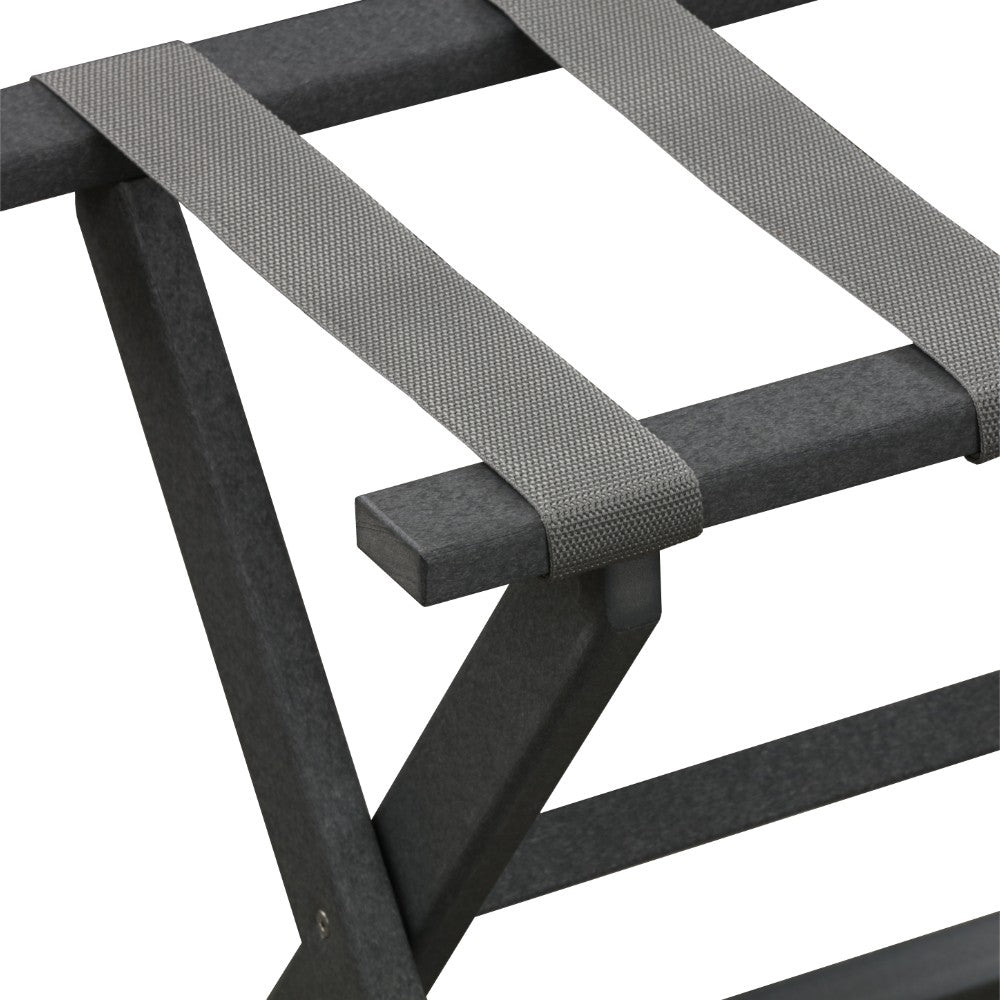 Earth Friendly Dark Gray Folding Luggage Rack With Gray Straps-Luggage Racks-DECOROLALA