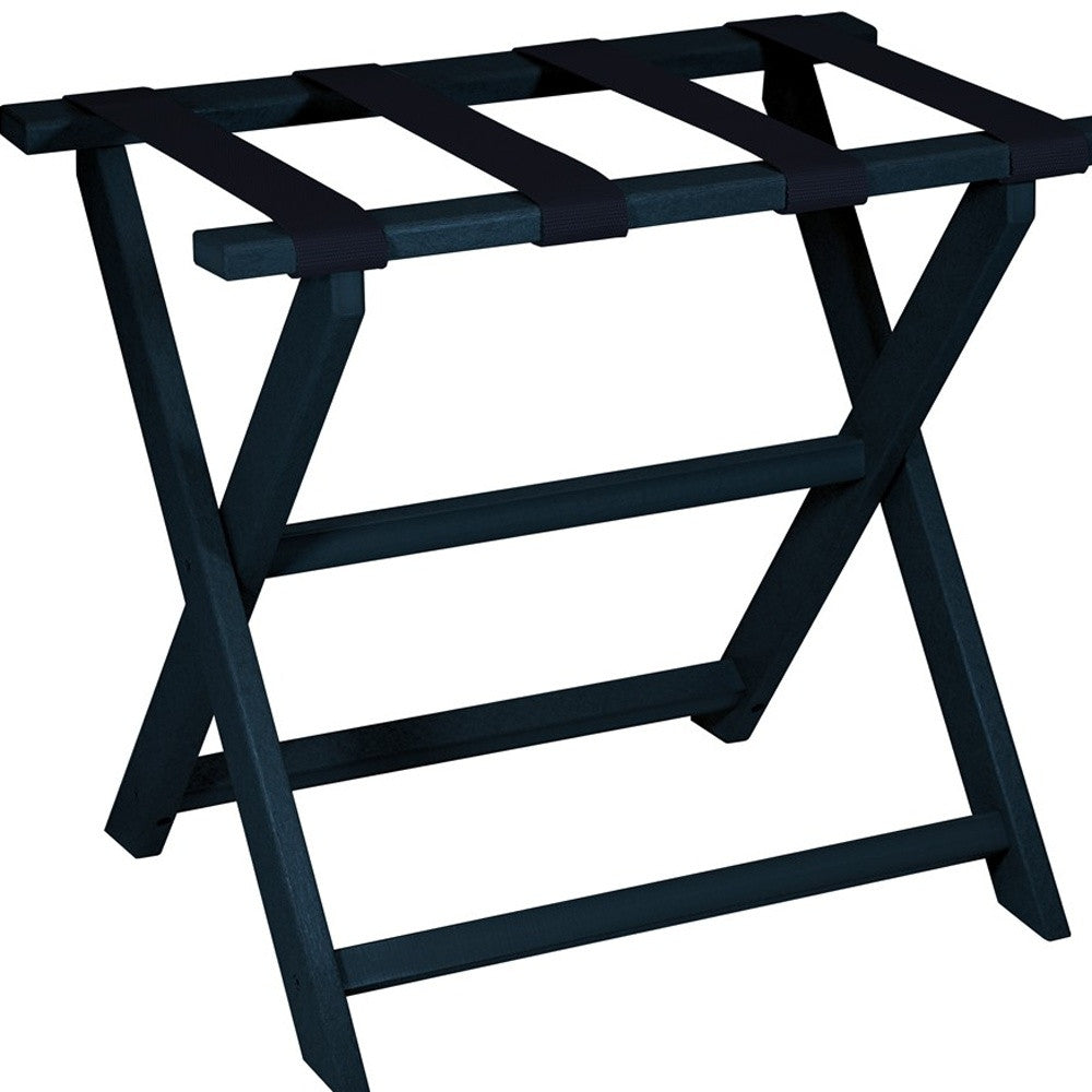 Earth Friendly Navy Blue Folding Luggage Rack With Navy Straps-Luggage Racks-DECOROLALA