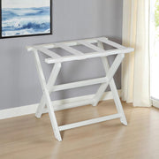 Earth Friendly White Folding Luggage Rack With White Straps-Luggage Racks-DECOROLALA